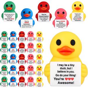 Gejoy 25 Pcs Mini Duck Figures Motivational Message Duck Gift Inspirational Animals Decorations for Graduation Birthdays Employee Gifts Dollhouse Decor