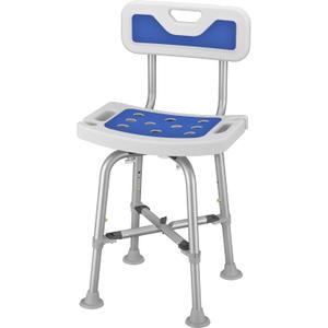 Shower Chair for Seniros Elderly Handicap Disabled Bariatric Adults or Women with Back, Bench Seat for Inside Shower stall and Bathroom Bath Tub Seats Adjustable Small Stool Heavy Duty 500 lbs Chairs