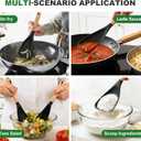 Silicone Spatula Spoon for Nonstick Cookware, Wood Handle Cooking Spoon for Mixing, Scooping & Serving, BPA-Free,Seamless Design,black