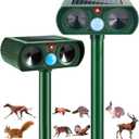 2 Pack 2025 Ultrasonic Animal Repeller Outdoor Deer Repellent Devices Rabbit Deterrent for Yard Cat Repellent Solar Animal Repeller with Motion Sensor to Scare Away Squirrel Dog Racoon Rodent Skunk