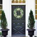 Eucalyptus Wreaths for Front Door, 18Inch Artificial Green Front Door Wreath Spring Summer Porch Decor with Berries for Home Farmhouse Wall Outdoor Decorations.