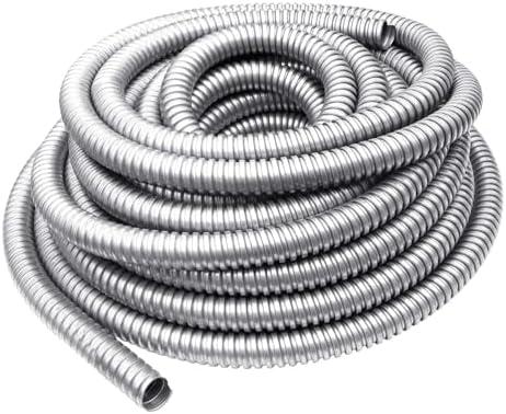 NIDAYE 50 ft 1/2 Inch Reduced Wall Flexible Metal Conduit, Galvanized Steel Outdoor Electrical Conduit for Greenfield Wiring, Cable Management
