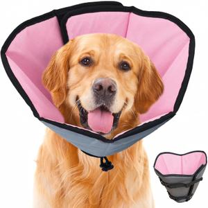 Soft Dog Cone Collar After Surgery: Long Alternative Comfortable Comfy Fabric Recovery Shame Elizabethan Stop Licking Small Medium Large Dogs (Pink, 2XL)