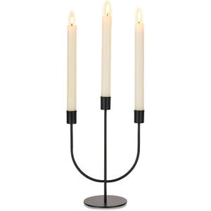 Sziqiqi Modern Candlestick Candle Holders - Matte Black Candelabra for Halloween Tabletop Taper Candlesticks Decor for Home Decorative Candle Stick Holder for Thanksgiving Formal Events Dining Room (1 Pc)