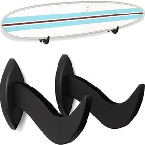 Hang 11 Surfboard Wall Mount  Surf Board Wall Hangers, Surfboard Mount, Beautiful Sustainable Wooden Rack, Perfect to Display Your Board, Surf Racks, Horizontal Hanger, Surfing Accessories (Black)