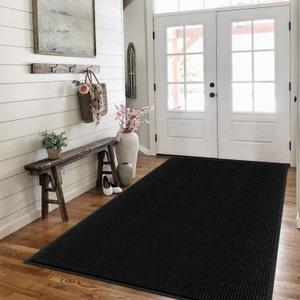 Front Door Mat Outside Entrance-Welcome Mats Outdoor for Entryway 96"x48" - Heavy Duty Commercial Floor Mats for High Traffic Area, Low Profile Washable Front Doormat, All-Season, Black