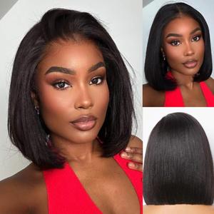10 Inch Bob Wig Human Hair 13x4 HD Lace Front Wigs Pre Plucked Short Straight Lace Frontal for Black Women 180% Density Glueless, Nature Black