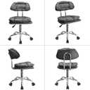 JOSTZHXIN Rolling Stool Backrest, Thick Seat Padding, Heavy Duty Home Office Rolling Chair, Adjustable Height Swivel Stool Chair for Nail Salon Spa Massage Tattoo Work,Dark Grey