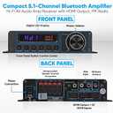 Pyle Wireless Bluetooth Home Audio Amplifier - 100W 5.1 Channel Home Theater Power Stereo Receiver, Surround Sound w/ HDMI, AUX, FM Antenna, Subwoofer Speaker Input, 12V Adapter