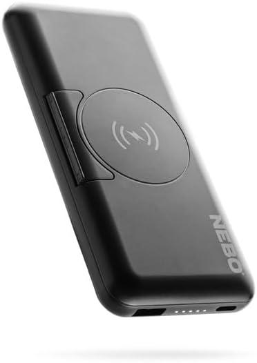 NEBO 10K Wireless 10000mAh Power Bank | 37Wh Capacity, 2-Way Output Charging, Durable USB & USB-C Ports, Compatible with iPhone & Android, Built-in Kickstand, TSA Approved Travel Essential