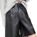 Lucrosun Women's Trendy Faux Leather Shorts High Waist Bermuda Biker Shorts (Black-XL)