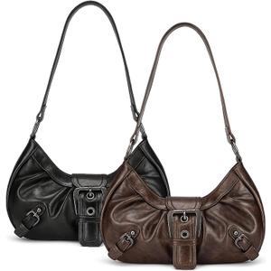 JATEBI Y2k Purses for Women 2 Pack, Punk Top Handle Women's Hobo Shoulder Bag Clutch Purse Goth Handbag Trendy Underarm Bag for Women