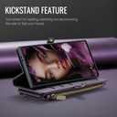 Defencase Compatible with Samsung Galaxy S24 FE Case Wallet with RFID Blocking Card Holder for Women Men, PU Leather Magnetic Snap Flip Zipper Strap Wallet Phone Case for Galaxy S24 FE 5G 6.7", Purple