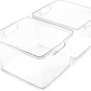 BINO | Plastic Bins, Large - 2 Pack | THE LUCID COLLECTION | Multi-Use| Built-In Handles | BPA-Free | Clear Storage Containers | Fridge Organizer | Pantry & Home Organization