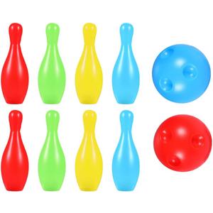 Toddmomy Indoor Children Bowling Toys Set with 10 Plastic Pins and 2 Bowling Balls for Family Play and Motor Skill Development