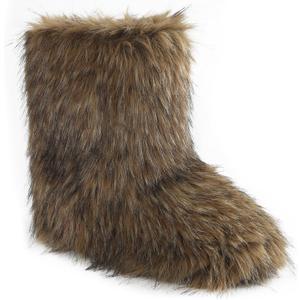 Valpeak Men's Faux Fur Snow Boots, Non Slip Winter Boots, Fluffy Furry Boots For Men, Flat Heel Snow Warm Boots