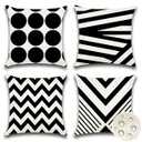 OTOSTAR Outdoor Waterproof Throw Pillow Covers Set of 4 Decorative Outdoor Pillow Covers Garden Modern Geometric Pillow Cases for Patio Furniture Couch Ten Bench 16x16 Inch (Black)