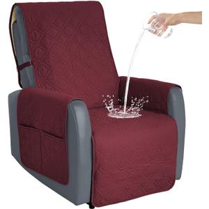 Recliner Chair Cover Sofa Slipcover Non-Slip Chair Couch Cover Machine Washable Furniture Protector with Straps for Dogs(Burgundy, 23inch Recliner)