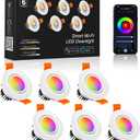 2 Inch Smart LED Recessed Lighting, 5W WiFi RGB Downlight, CCT 2700-6500K Dimmable Color Changing Recessed Ceiling Light, 110V Recessed Light Compatible with Alexa & Google Home with LED Driver 6 Pack