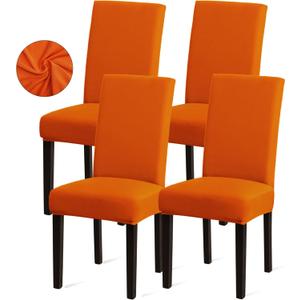 Sufdari Dining Chair Covers,Kitchen Chair Cover,Parsons Chair Slipcover,Spandex Chair Protectors for Dining Room Stretch Chairs Cover Set of 4 -Orange