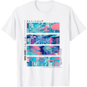 Moshi Taishi Retro Lofi Tokyo Japanese Streetwear Aesthetic Graphic T-Shirt S