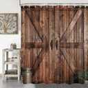 Rustic Barn Door Shower Curtain for Bathroom, Retro Countryside Wood Board Bathroom Decor Curtain Sets,Art Vintage Famhouse Western Bath Curtains RV Shower Curtains with Hooks 60X70IN