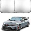 EcoNour 2 Piece Sunshade for Car Windshield | Durable 240T Polyester Car Windshield Shade Blocks UV Rays | Sun Protection for Front Window | Small (29 in*24 in)