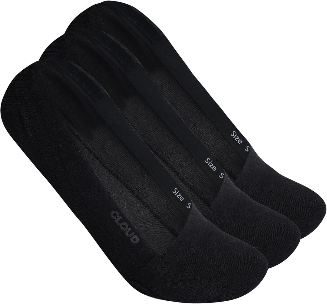 Cloud Women's No Show Invisible Socks (Black, S)