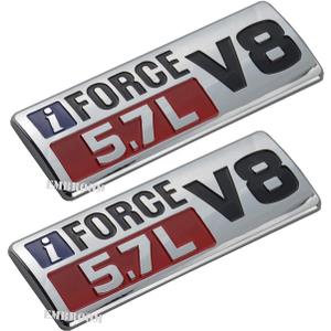 2pcs IFORCE 5.7L V8 Badge Side Emblem, 3D Door Badge NamePlate Decals Stickers Replacement for IFORCE (Chrome Red)