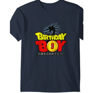 Kids 9 Year Old 9th Dragon Anime Style Birthday Gift For Boys T-Shirt, Blue, 22" Lungth