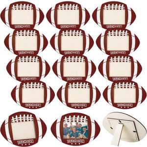 Aneco 12 Pieces Football Picture Frame 8 x 12 Inch Football Pattern Photo Frames Wooden Photo Frames Display 4 x 6 Inch Photos for Tabletop Home Hotel Office Decor for Sports Theme Party Gifts