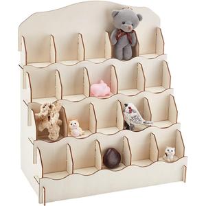 PH PandaHall 4 Tier Greeting Card Display Stand, Wooden Card Holder Organizer, Portable Sticker Storage for Retail Counter Vendor Table Vendor Events Countertop