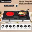 Electric Cooktop,110V 2500W Electric Stove Top with LED Knob Control,9 Power Levels, Kids Lock & Timer,Overheat Protection stove,24 Inch 2 burner cooktop