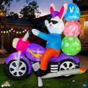 SEASONBLOW 6 FT Easter Inflatable Bunny on Motorcycle with Eggs Decorations LED Light Blow Up Rabbit for Yard Lawn Garden Home Outdoor Indoor Holiday Decor