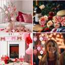 Valentines Day Tree Decorations Set, 12 Heart Glitter Words Ball Ornaments 12 Valentines Tree Bows Decorations for Home Party Front Door Wedding Holiday Decor