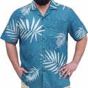 BRISIRA Big and Tall Hawaiian Shirts for Men Beach Aloha Tropical Floral Cuban Button Down Summer Casual Vacation Shirt 4XLT (Blue)