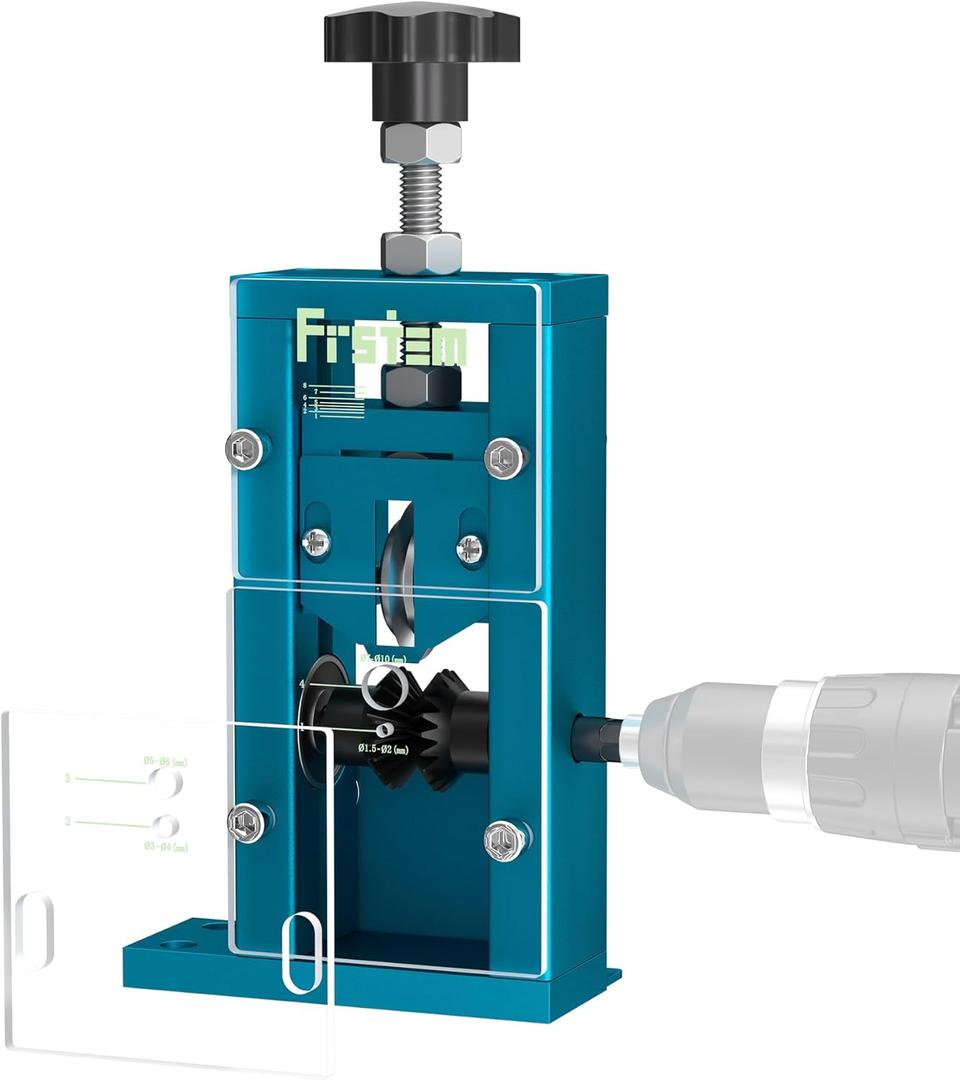 Frstem Wire Stripper Machine, 0.06''-0.39'' Manual or Drill Powered Wire Stripping Machine with Hand Crank or Drill, 65MN Spring Steel Blade Aluminum Frame Wire Peeler for Scrap Copper Recycling