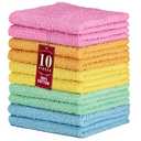DecorRack 10 Pack 100% Cotton Wash Cloth, Luxurious Soft, 12 x 12 inch Ultra Absorbent, Machine Washable Washcloths, Assorted Colors (10 Pack)