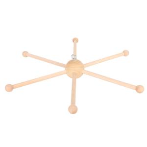 Wooden Mobile Frame Kit, Spherical Six-Leg Crib Hanger for Baby Bell, Wind Chime, DIY Decoration, Wood