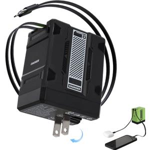 2 in 1 GaN Charger 120w, New Scalable Retractable 120w Fast Charger Module, All in 1 Foldable Charging Adapter Wall Plug for Phone, Tablet, Laptops (Black)