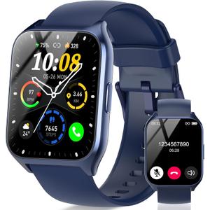 Smart Watch, 1.85"HD Smartwatches for Men (Answer/Make Calls), 100+ Sport Modes with Fitness Tracker Watch, Heart Rate/Sleep Monitor, IP68 Waterproof Activity Tracker, Smartwatch for Android iOS Blue