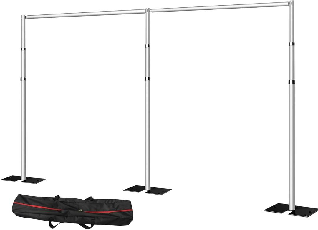 SLOW DOLPHIN 20 x 8.6ft Pipe and Drap Photo Studio Backdrop Stand Kit, Heavy Duty Adjustable Frame Backdrop Stand with Carry Bag for Event, Birthday Party, displays and Wedding Decoration.