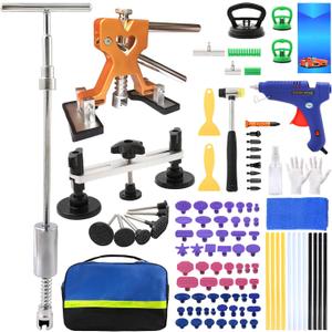 112PCS Dent Puller Kit,Body Repair Dent Removal ToolsPaintless Dent Removal Kit with T-bar Dent Puller