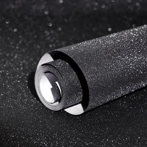 Amiya Black Glitter Vinyl Contact Paper 17.3"120" Self Adhesive Sparkly Stick and Peel Wallpaper Decorative Glittery Bling Wallpaper for Bedroom Living Room Walls