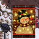 Lighted Christmas Garden Flag for Outside, Led Snowman Garden Flag Decor, Winter Yard Flag 12x18 Double Sided for Outdoor Yard Porch Lawn Decoration