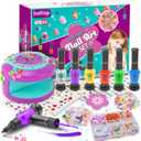 BATTOP Kids Nail Art Kit for Girls Ages 7-12 with Nail Dryer & 2 in 1 Water Based Nail Polish Pen & 3D Decoration & Sticker and Nail Flier - Idea Birthday Gifts for Girls 7 8 9 10 11 12