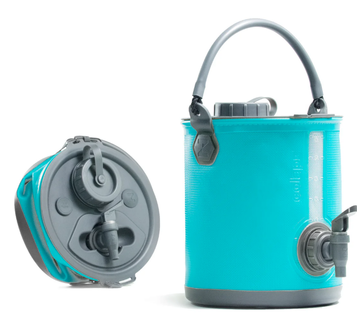 Colapz 2-in-1 Collapsible Camping Water Container with Spigot - 2 Gallon Portable Bucket & Camping Water Jug with Spout - Sports Water Jug - RV Bucket - Water Jug Dispenser Blue
