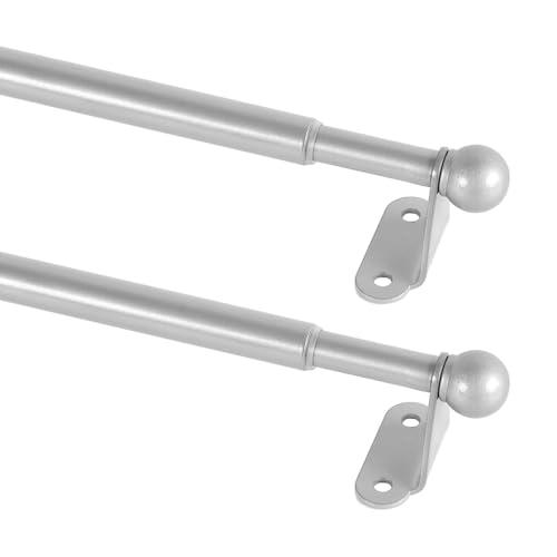 KXLife 2 Pack Small Curtain Rod 18-30 Inch, 1/2” Diameter, Cafe Door Curtain Window Rod, Adjustable Drapery Rods with Brackets (Nickel)