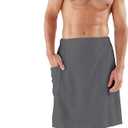 Boca Terry Mens Towel Wrap, 100% Cotton Mens Bath Wrap, Elastic Waist Towel for Shower, Spa, Sauna, Gym - Secure & Adjustable, Size M/L