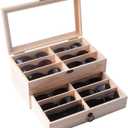 AUTOARK Pine Wood 12 Piece Eyeglasses Storage and Sunglass Glasses Display Drawer Lockable Case Organizer,DIY Colors,AW171